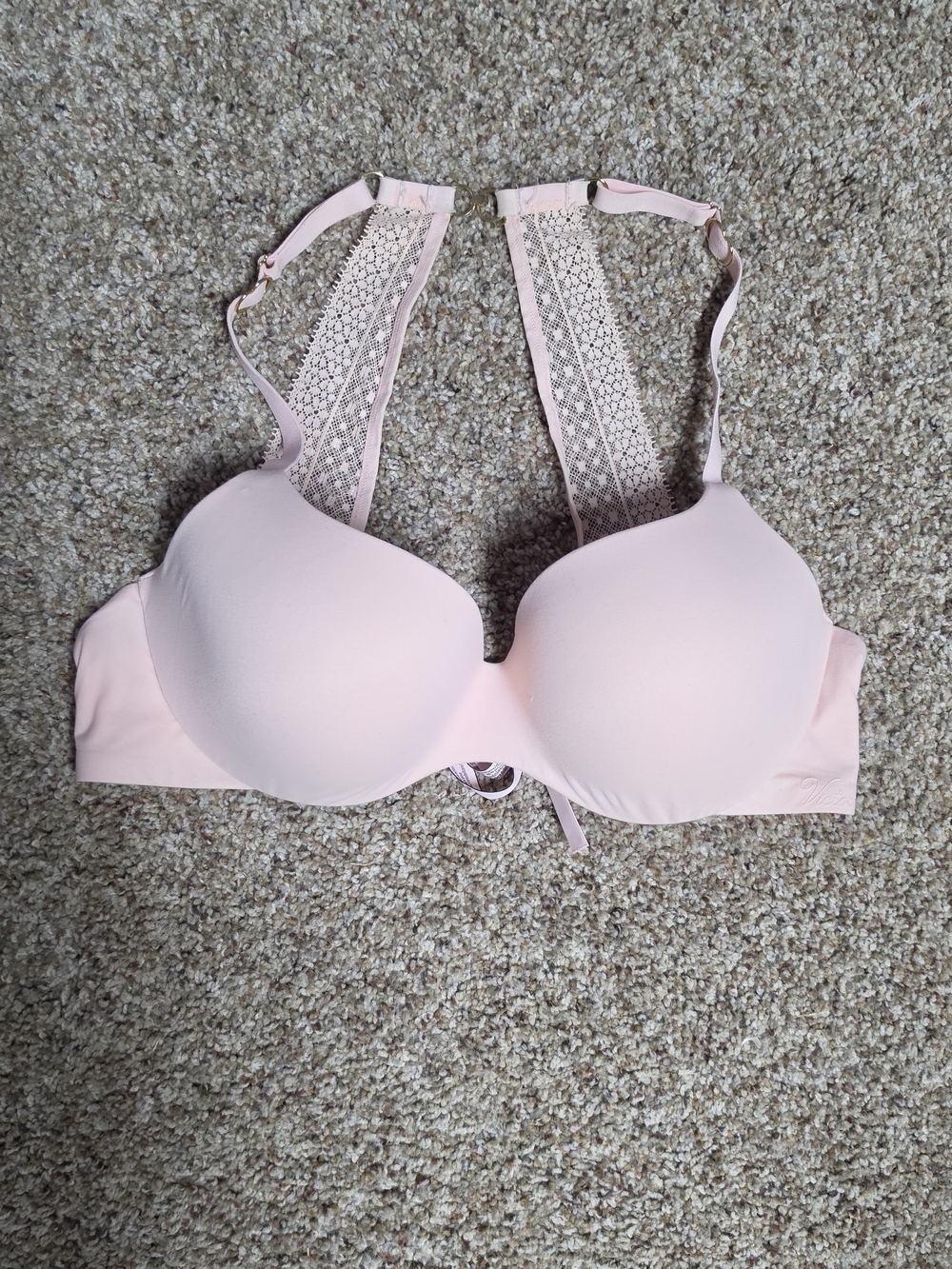 VS Soft Pink Lace-Back Molded Push-Up Bra